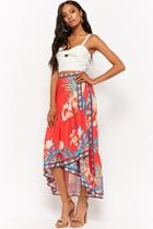 Forever21 Floral Wrap High-low Skirt