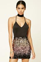 Forever21 Women's  Rose Gold Sequined Mini Skirt