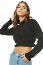 Forever21 Ribbed Ruffle-trim Cropped Sweater