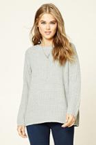Forever21 Women's  Heather Grey Loose Knit Raglan Sweater