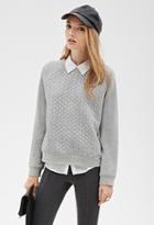 Forever21 Heathered Braid-quilted Raglan Sweatshirt