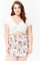 Forever21 Plus Size Floral Denim Mini Skirt