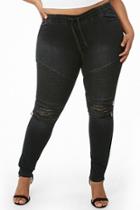 Forever21 Plus Size Distressed Super Skinny Moto Jeans