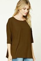 Love21 Women's  Contemporary Ribbed Dolman Top