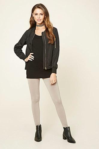 Forever21 Women's  Taupe Textured Knit Leggings