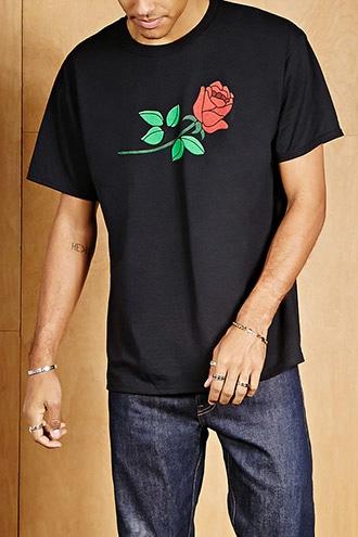 Forever21 Bleached Goods Rose Graphic Tee