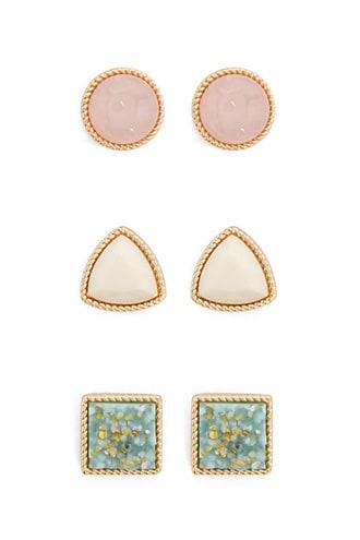 Forever21 Faux Druzy & Gem Stud Earring Set