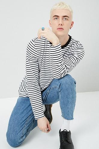 Forever21 Striped Knit Long Sleeve Tee