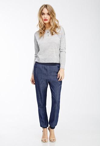Forever21 Contemporary Life In Progress Chambray Joggers