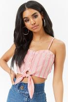 Forever21 Striped Knot-front Cropped Cami