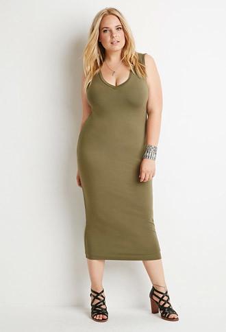 Forever21 Plus Women's  V-neck Midi Dress