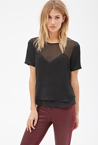 Forever21 Contemporary Boxy Illusion Neckline Top
