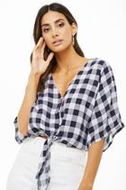 Forever21 Plaid Button-front Crop Top