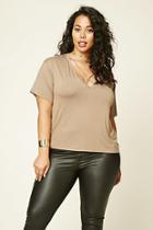Forever21 Plus Women's  Taupe Plus Size Crisscross-front Top