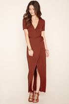 Forever21 Women's  Rust Wrap Front Maxi Dress