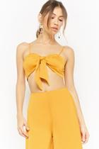 Forever21 Satin Tie-front Cropped Cami