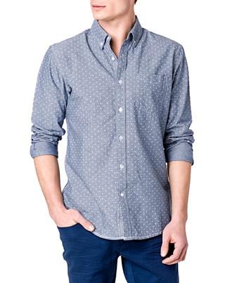 21 Men Fitted Polka Dot Button Down
