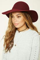 Forever21 Women's  Burgundy Floppy Felt Wool Hat