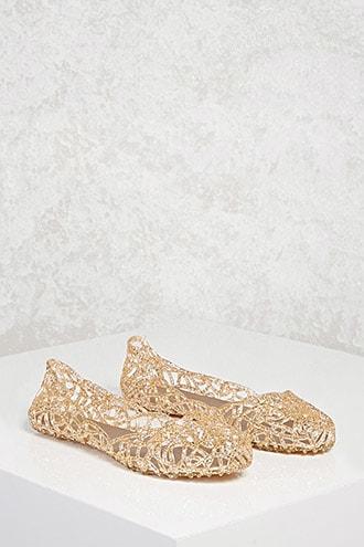 Forever21 Glitter Jelly Cutout Flats