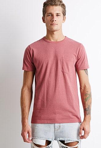 Forever21 Micro-stripe Pocket Tee