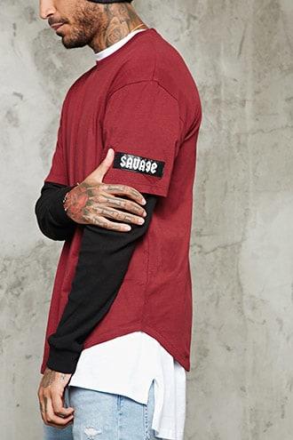 Forever21 Layered-sleeve Savage Patch Tee
