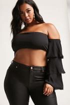 Forever21 Plus Size Ruffle-sleeve Crop Top