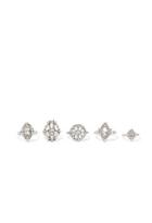 Forever21 Rhinestone Ring Set (antic Silver/clear)