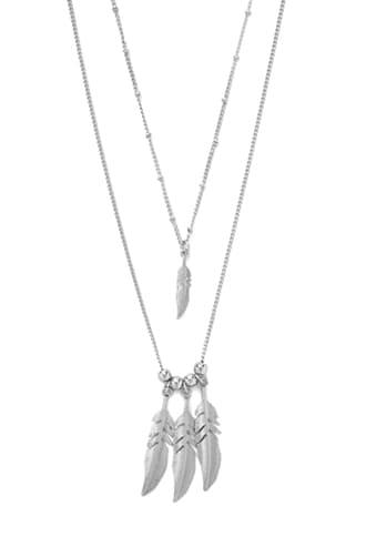 Forever21 Layered Feather Charm Necklace