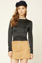 Forever21 Women's  Metallic Knit Cropped Sweater