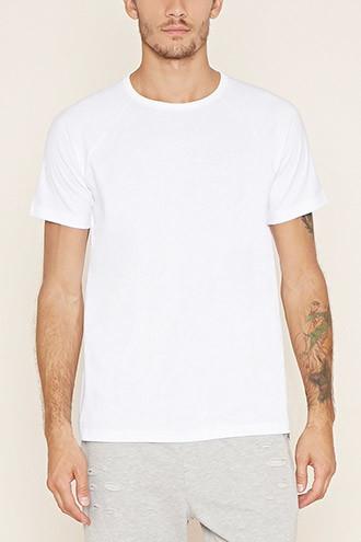 21 Men Men's  White Side-zip Raglan Tee