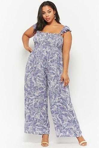Forever21 Plus Size Boho Me Feather Print Jumpsuit