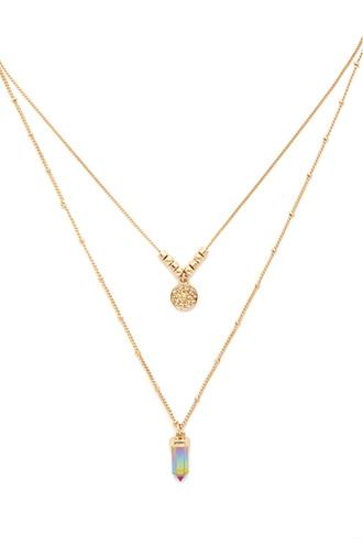 Forever21 Gold Faux Crystal Necklace Set