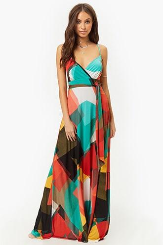 Forever21 Geo Print Surplice Maxi Dress