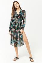 Forever21 Sheer Floral Print Shirt Tunic
