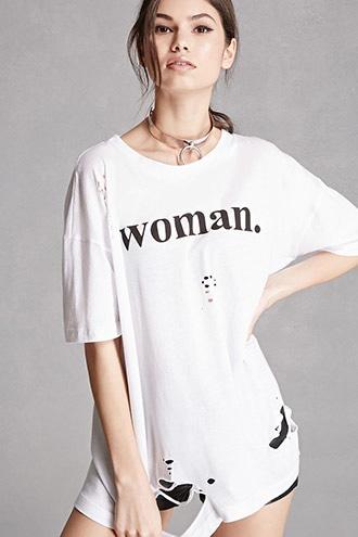 Forever21 Woman Graphic Distressed Tee