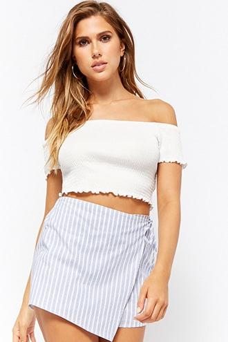 Forever21 Striped Wrap-front Skort