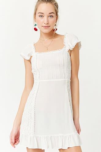 Forever21 Pintuck Pleat Lace Panel Dress