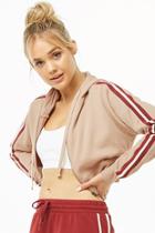 Forever21 Active Striped-trim Zip-up Hoodie