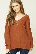 Forever21 Women's  Rust V-cut Back Sweater