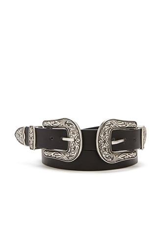 Forever21 Faux Leather Double Buckle Hip Belt