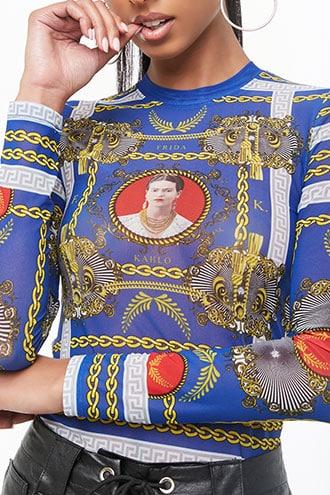 Forever21 Classic Baroque Frida Kahlo Top