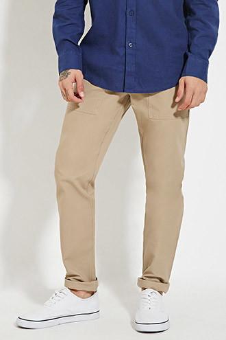 21 Men Men's  Khaki Relaxed Fit Pants