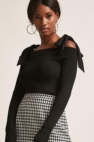 Forever21 Tie-strap Ribbed Top