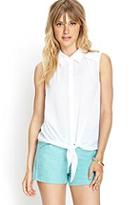 Forever21 Chiffon Tie-front Shirt