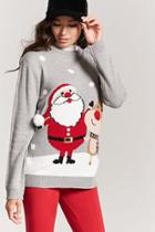 Forever21 Santa And Reindeer Holiday Sweater