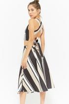 Forever21 Striped Cross-back Self-tie Crop Top & Midi Skirt Set