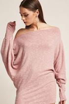 Forever21 Marled Ribbed Off-the-shoulder Tunic