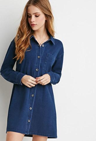 Forever21 Women's  Pocket Shirt Dress
