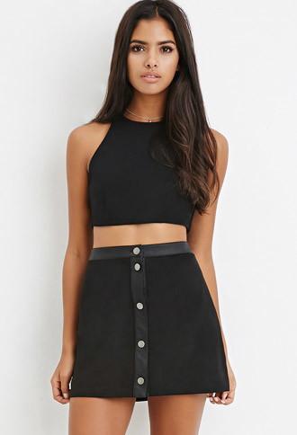 Forever21 Button-front Faux Suede Skirt