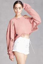 Forever21 Distressed Lace-up Denim Shorts